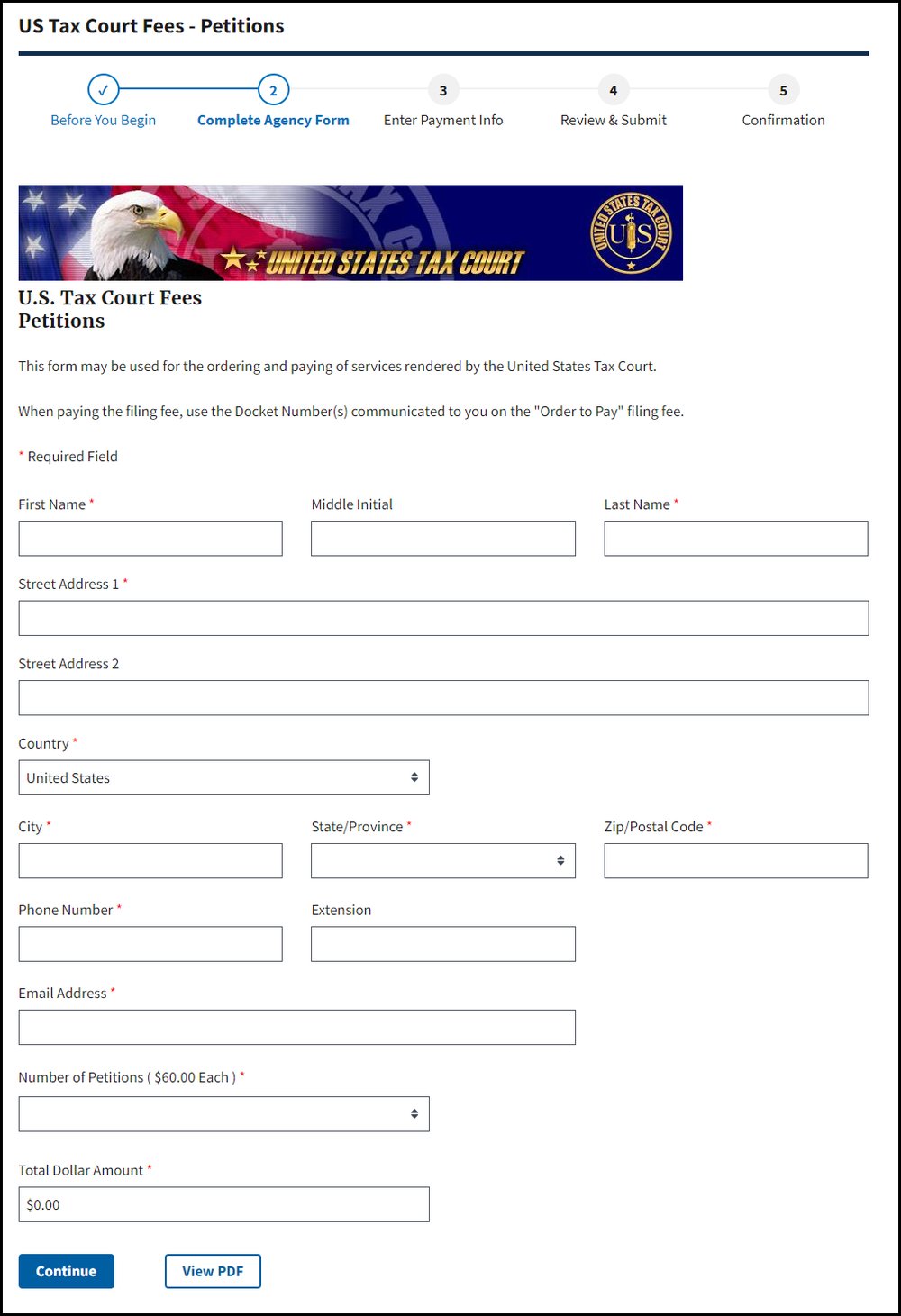 dawson us tax court fees petitions agency form